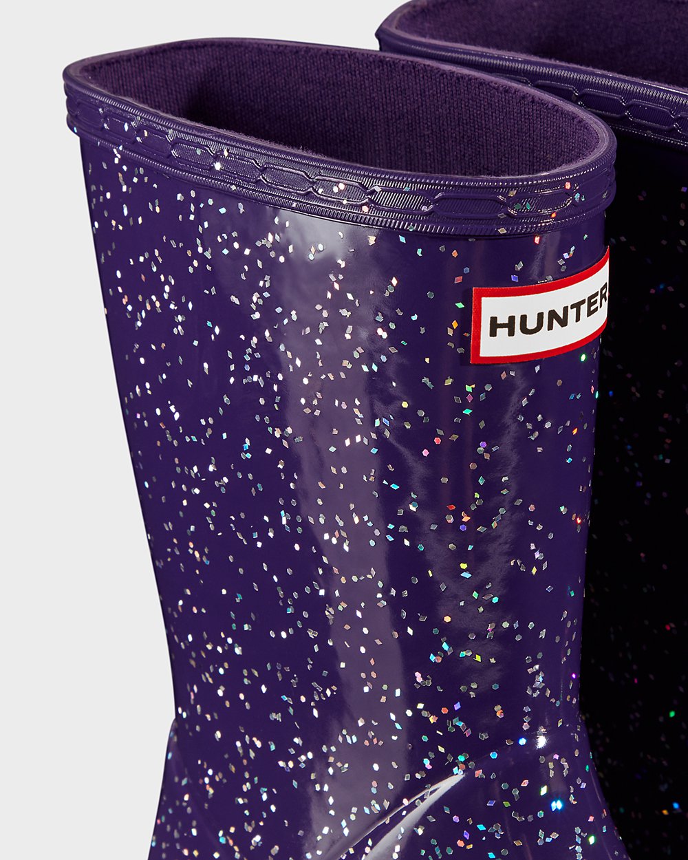 Bottes de Pluie Hunter Original First Giant Glitter Enfant Bleu Violette QCOYSPJ-83